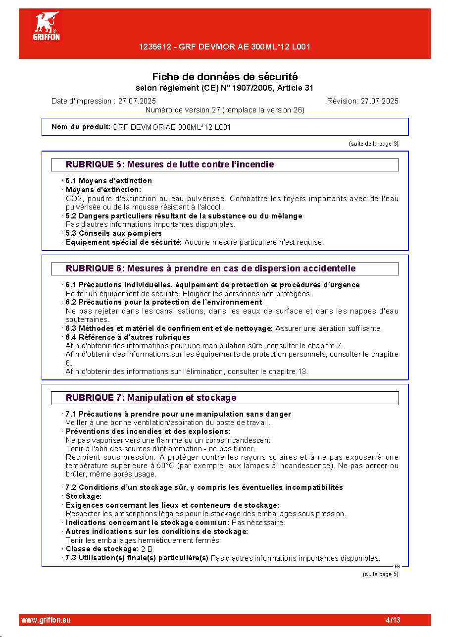 Fiche technique fournisseur
