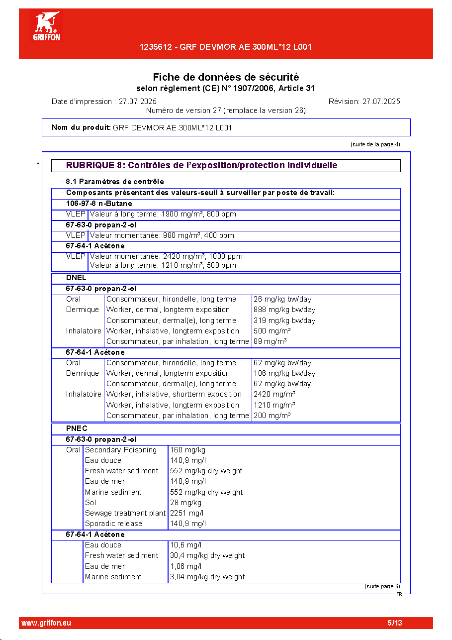 Fiche technique fournisseur