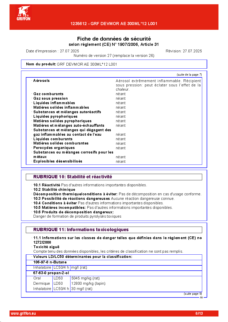 Fiche technique fournisseur