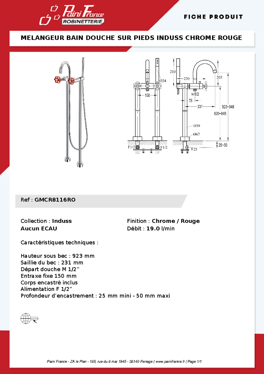 Fiche technique fournisseur