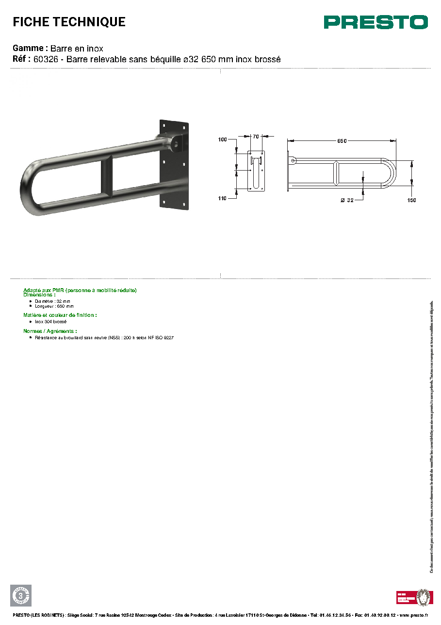 Fiche technique fournisseur