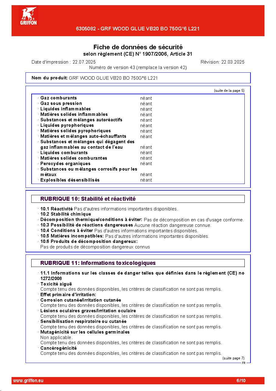Fiche technique fournisseur