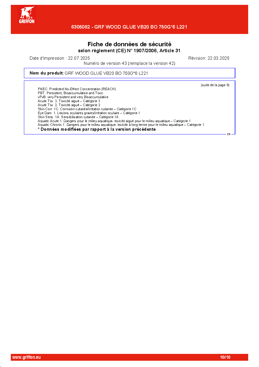 Fiche technique fournisseur