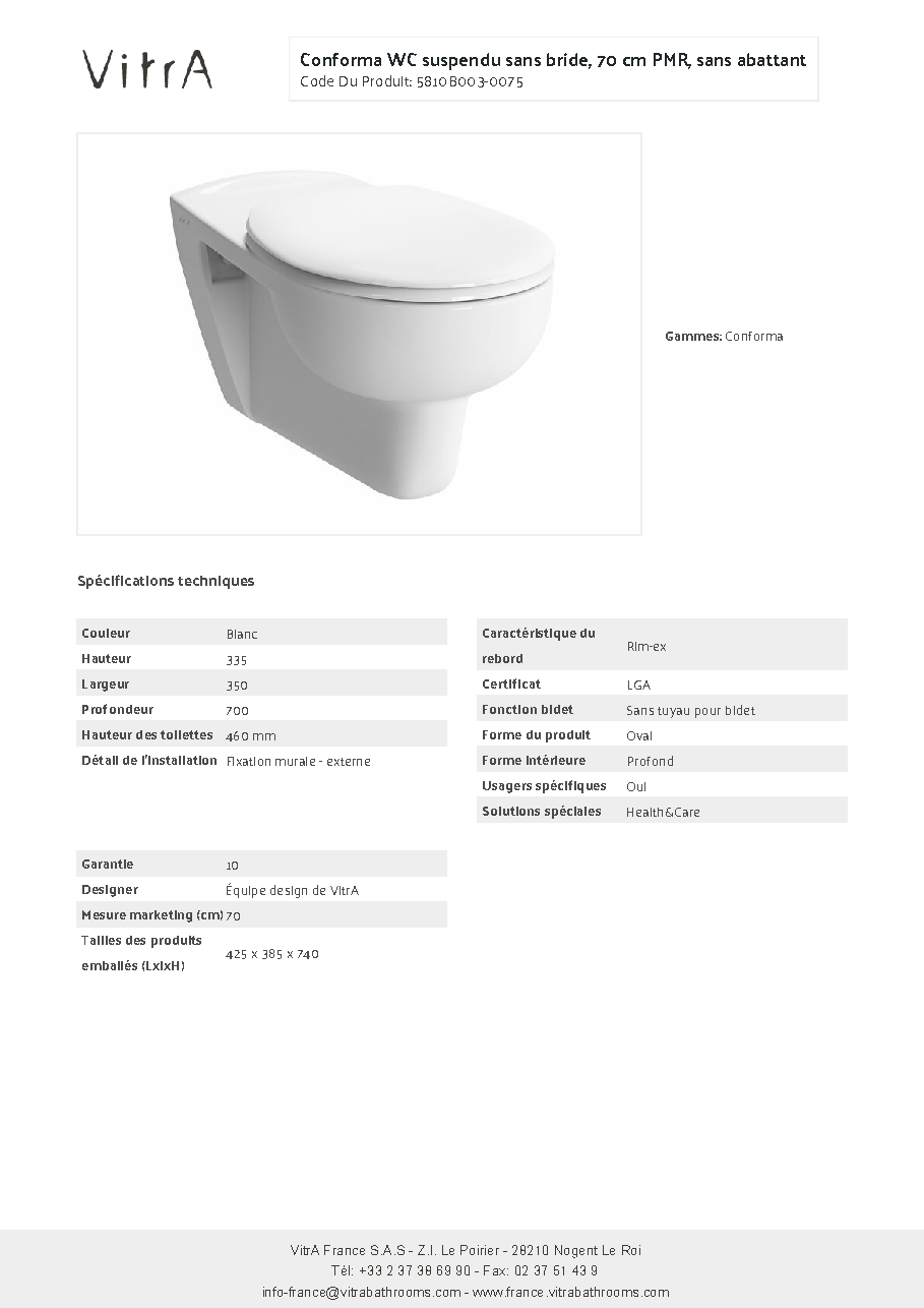 Fiche technique fournisseur