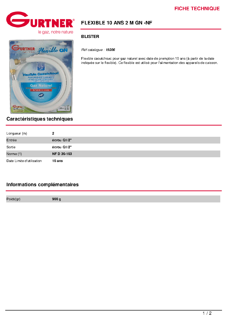 Fiche technique fournisseur