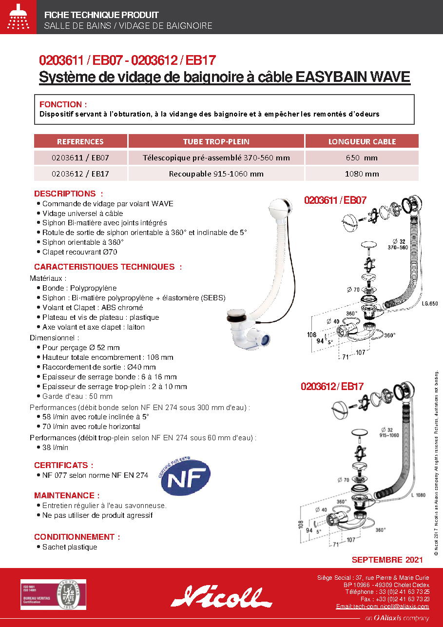 Fiche technique fournisseur