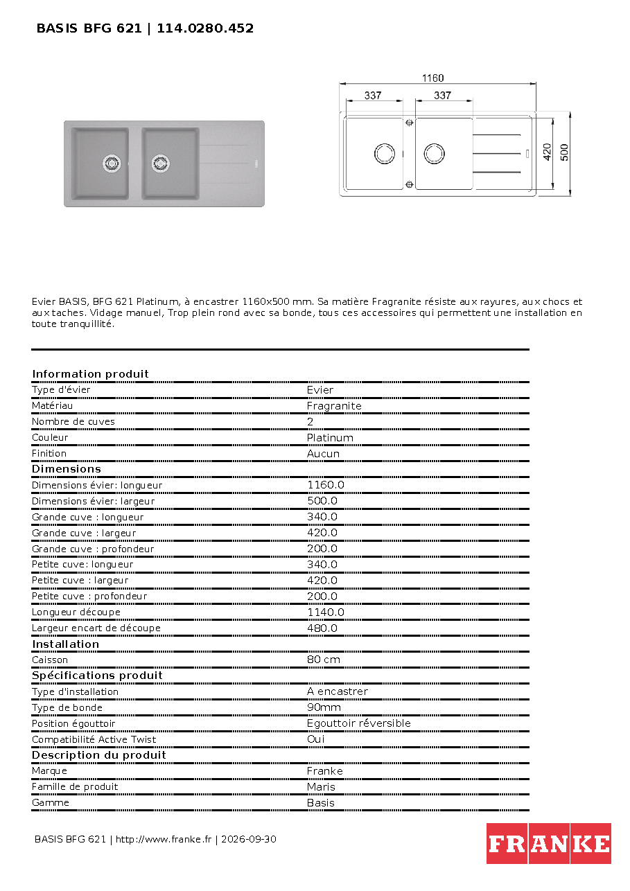 Fiche technique fournisseur