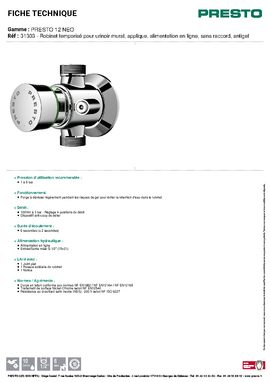 Fiche technique fournisseur