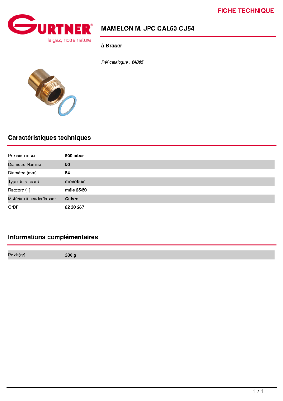Fiche technique fournisseur