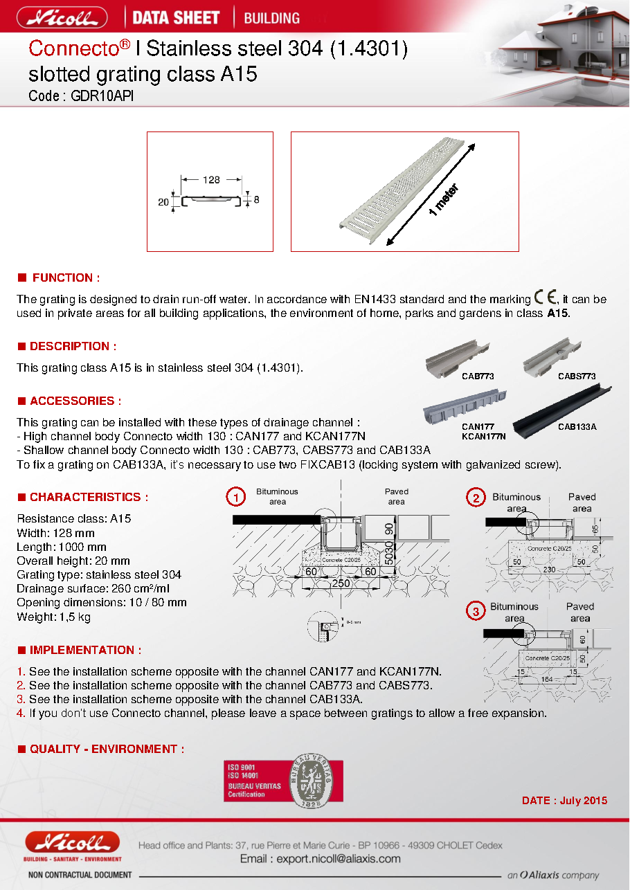 Fiche technique fournisseur
