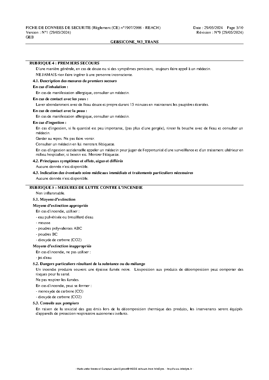 Fiche technique fournisseur