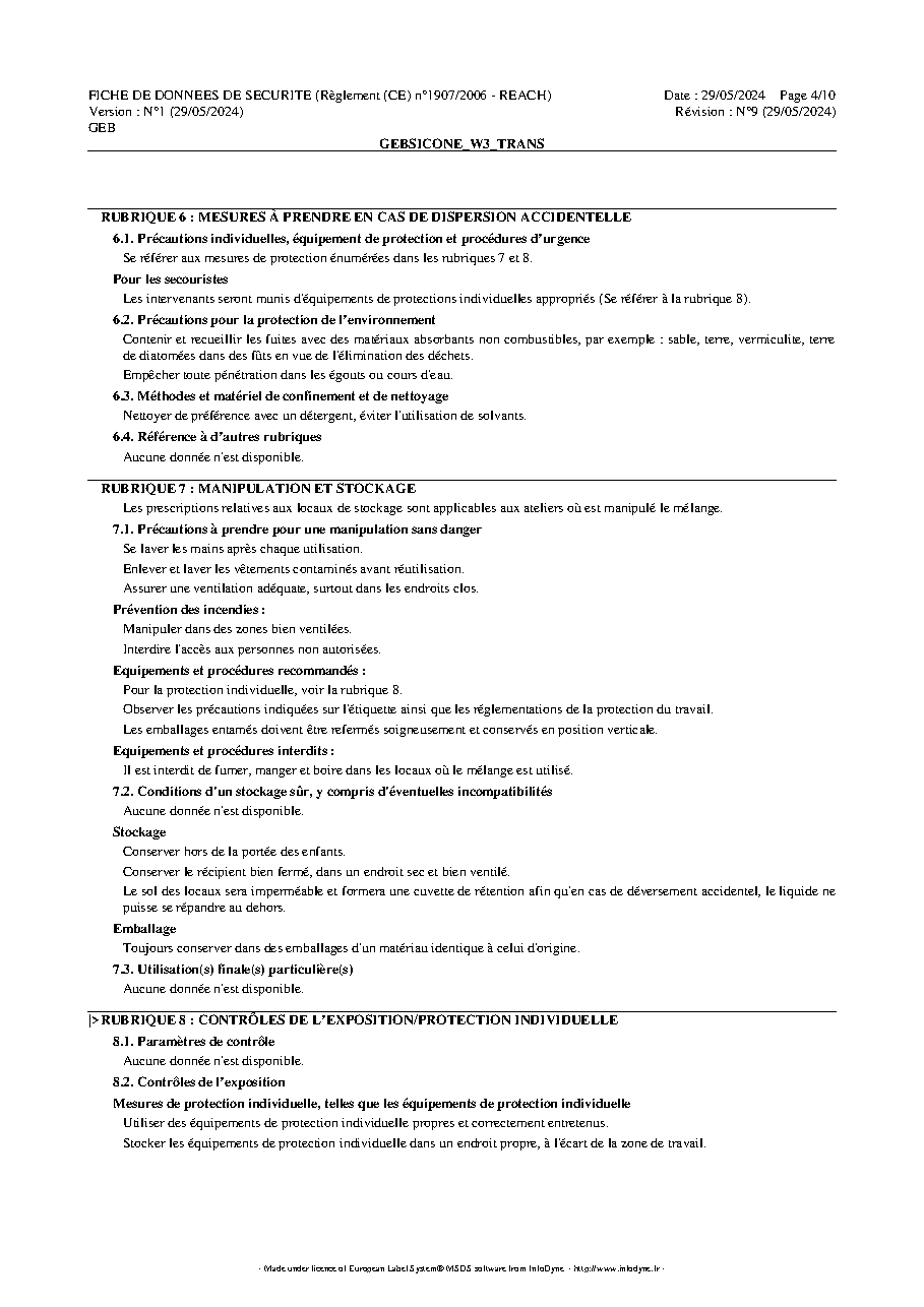 Fiche technique fournisseur