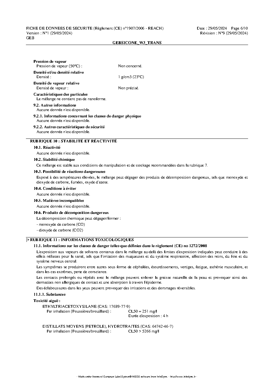 Fiche technique fournisseur