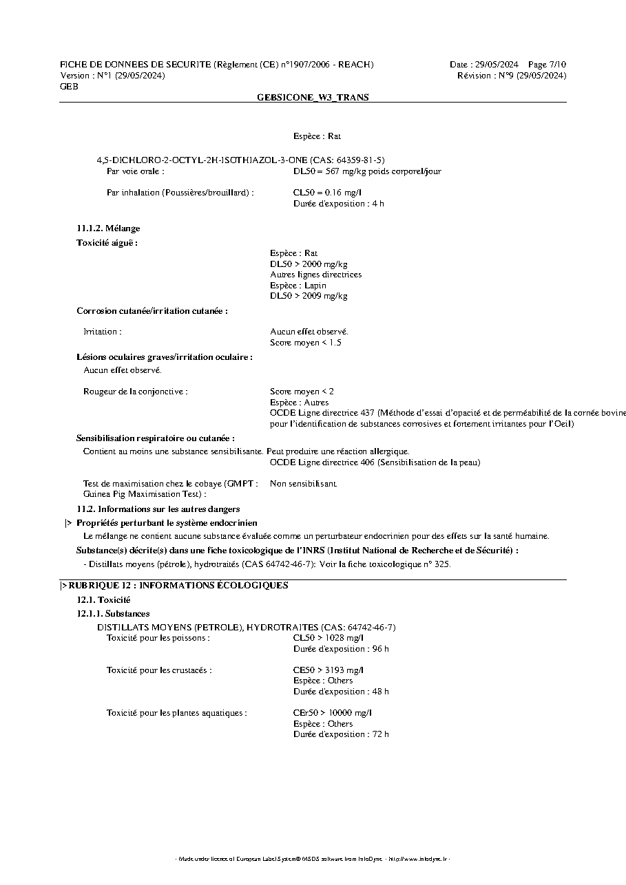 Fiche technique fournisseur
