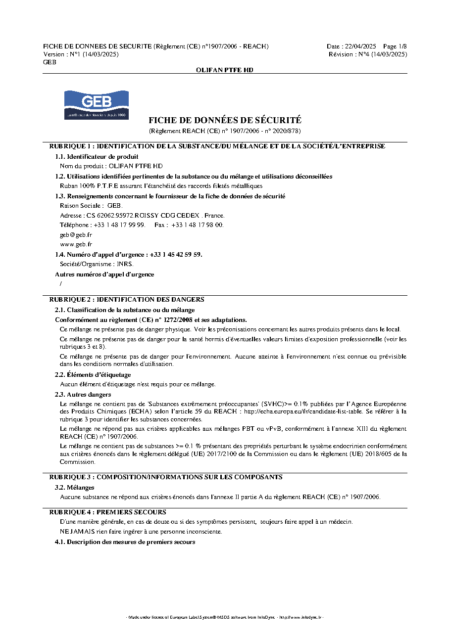 Fiche technique fournisseur