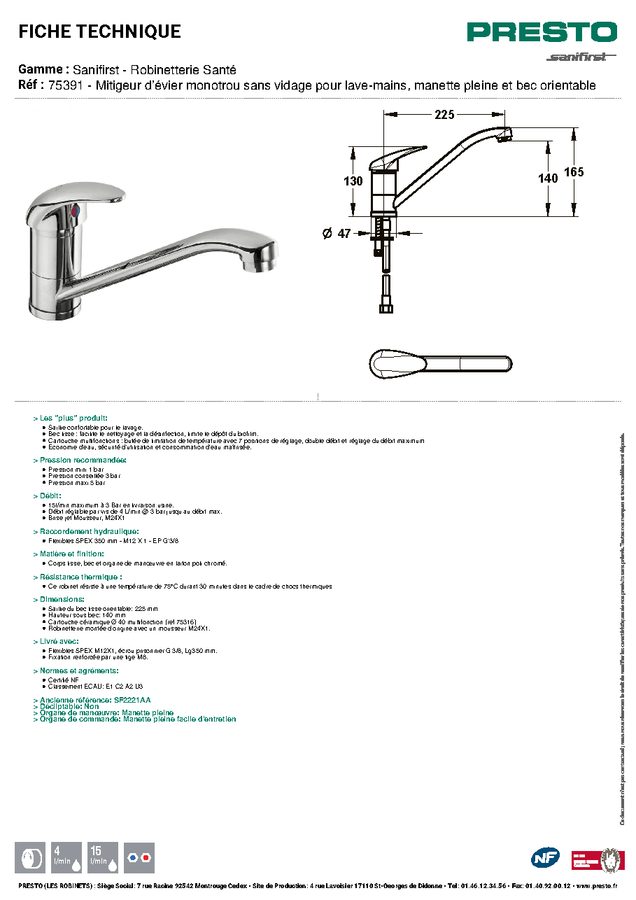 Fiche technique fournisseur