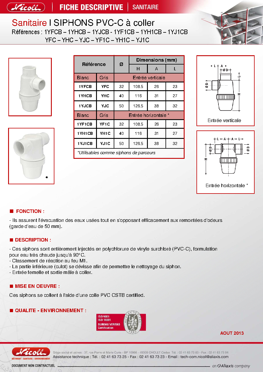 Fiche technique fournisseur