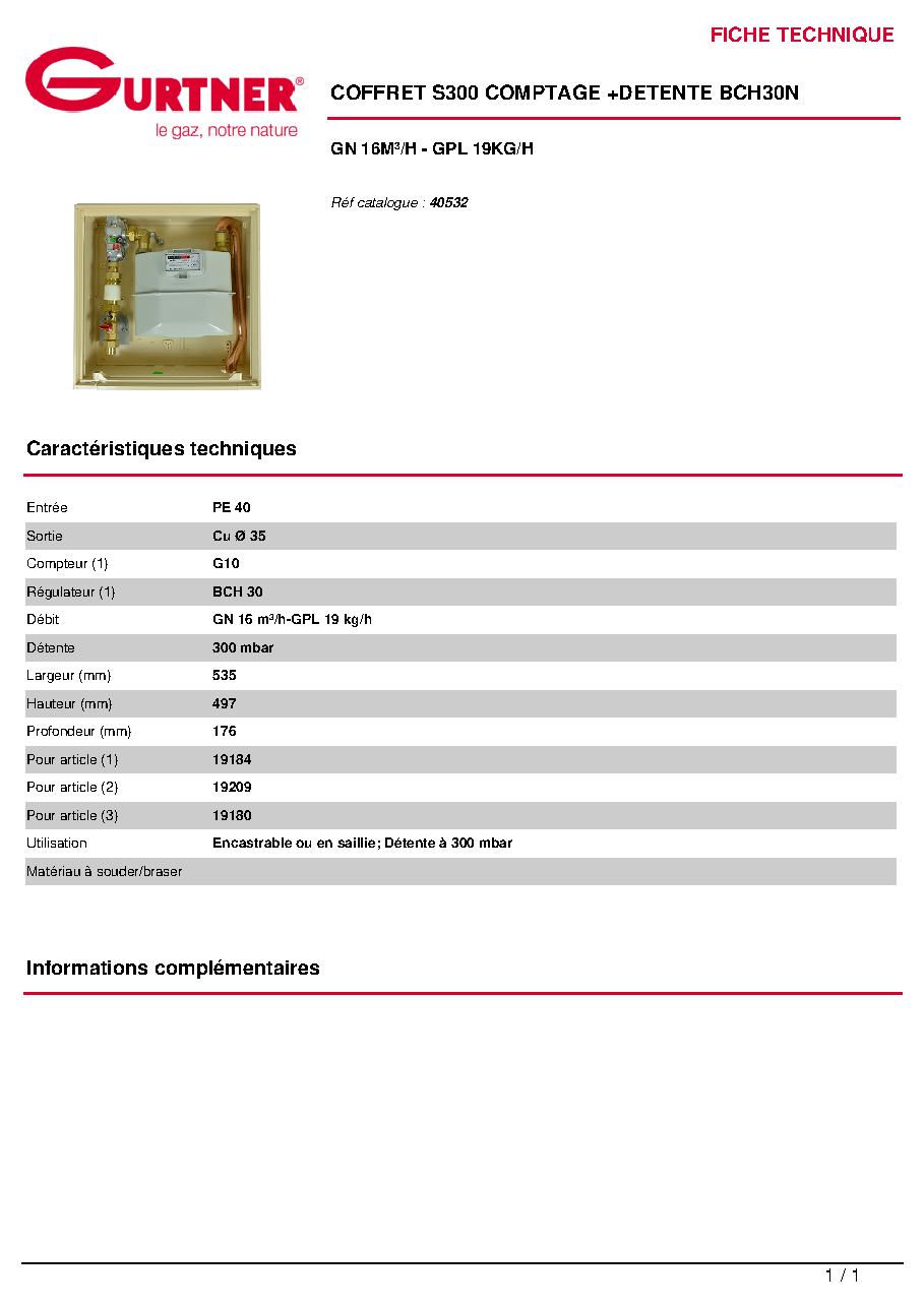 Fiche technique fournisseur