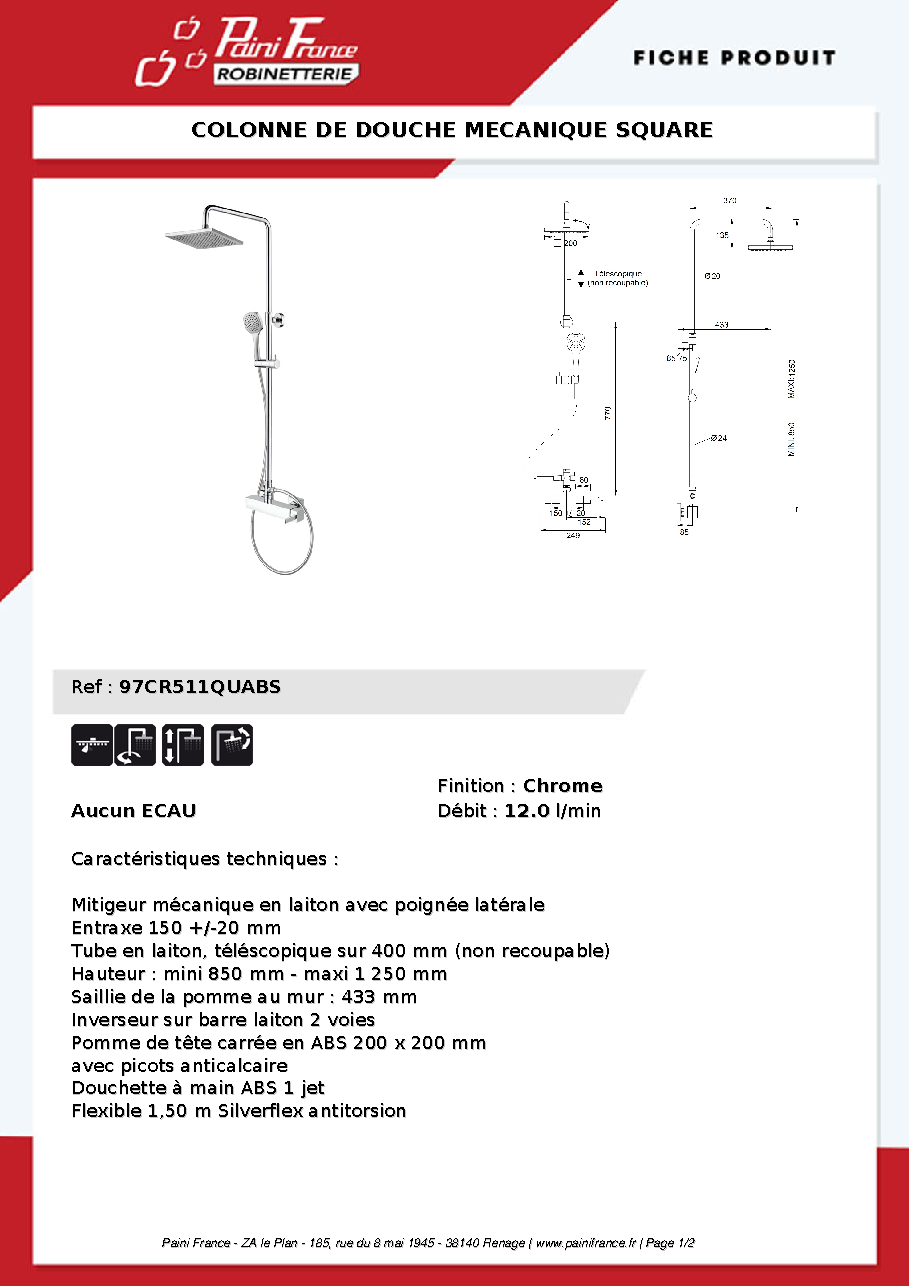 Fiche technique fournisseur
