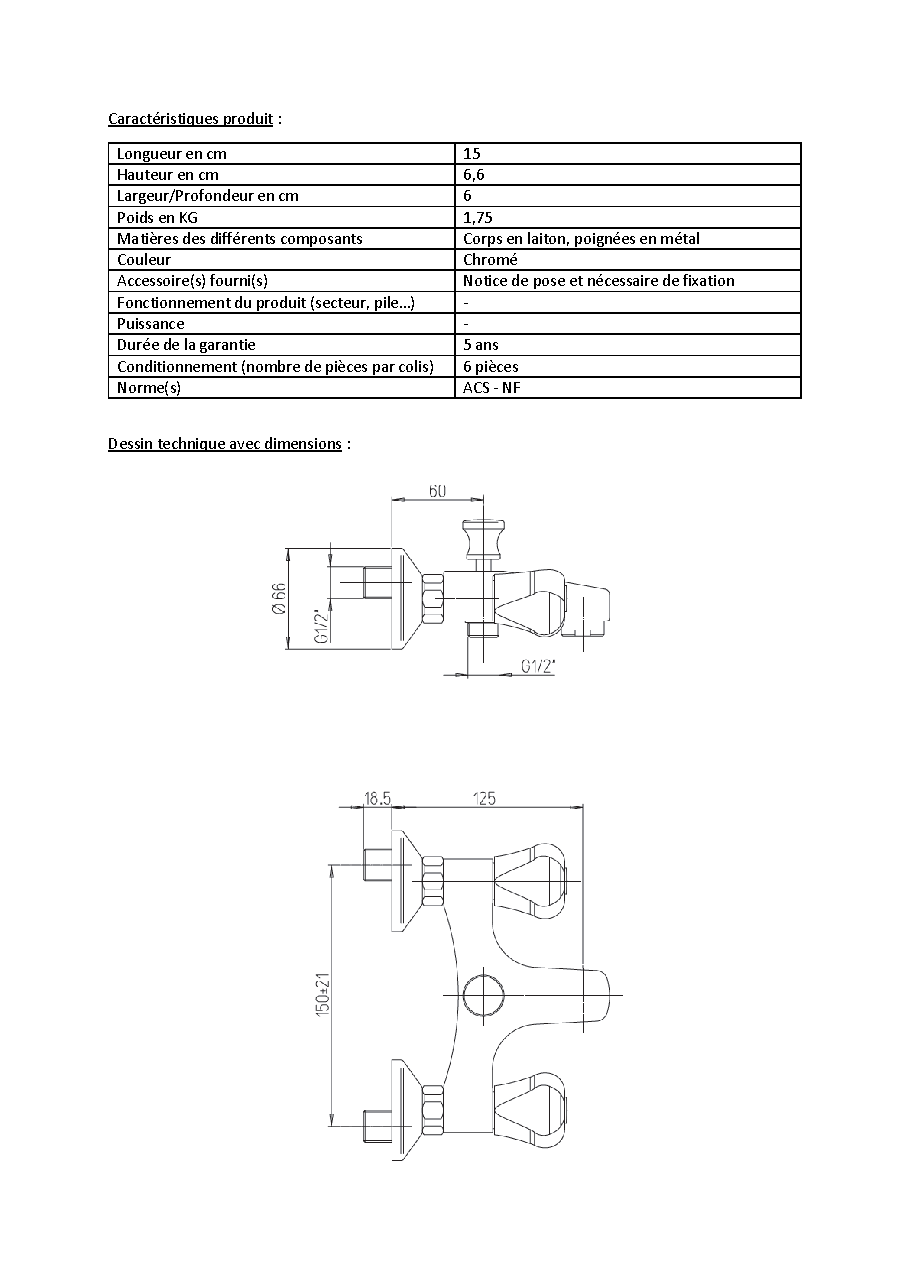 Fiche technique fournisseur