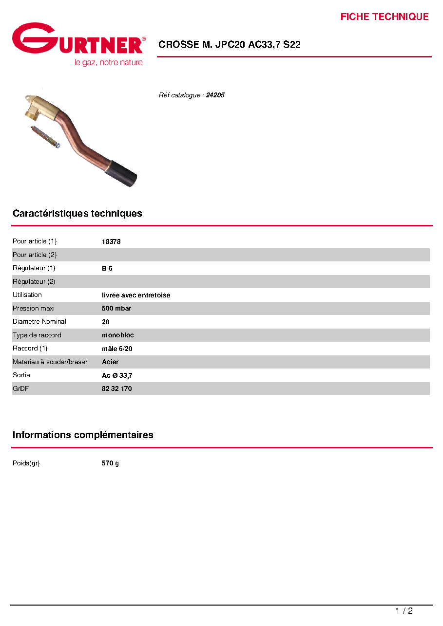 Fiche technique fournisseur
