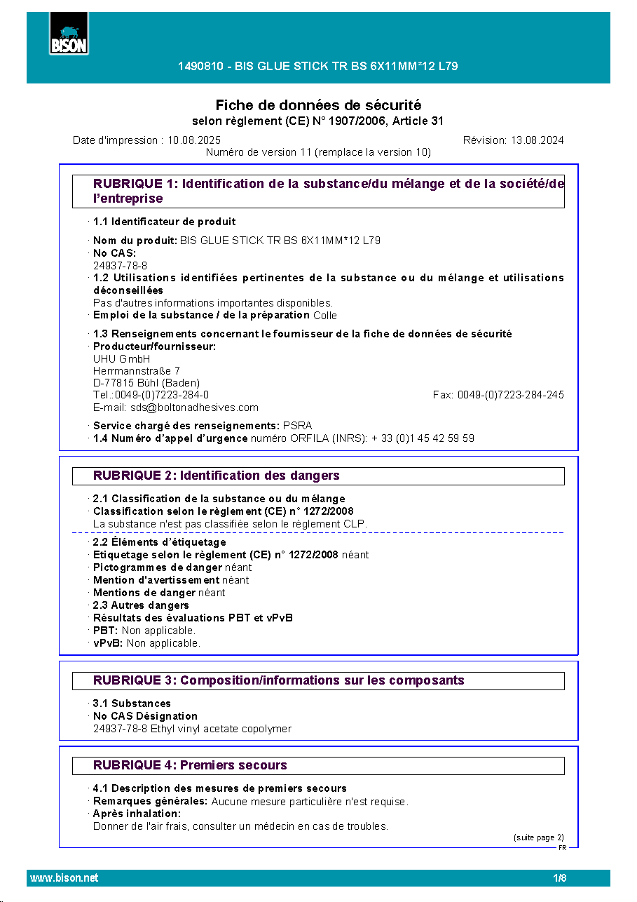Fiche technique fournisseur