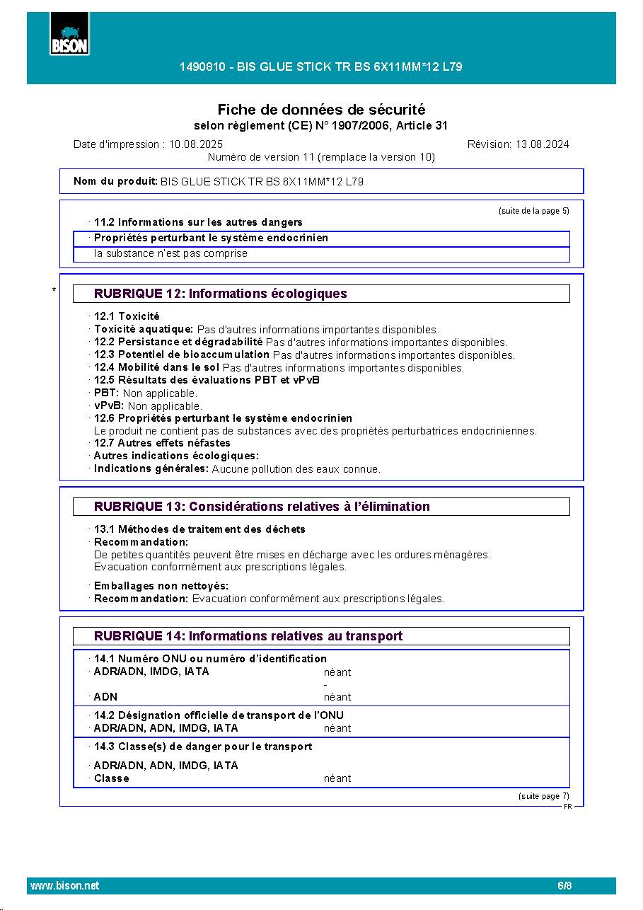 Fiche technique fournisseur