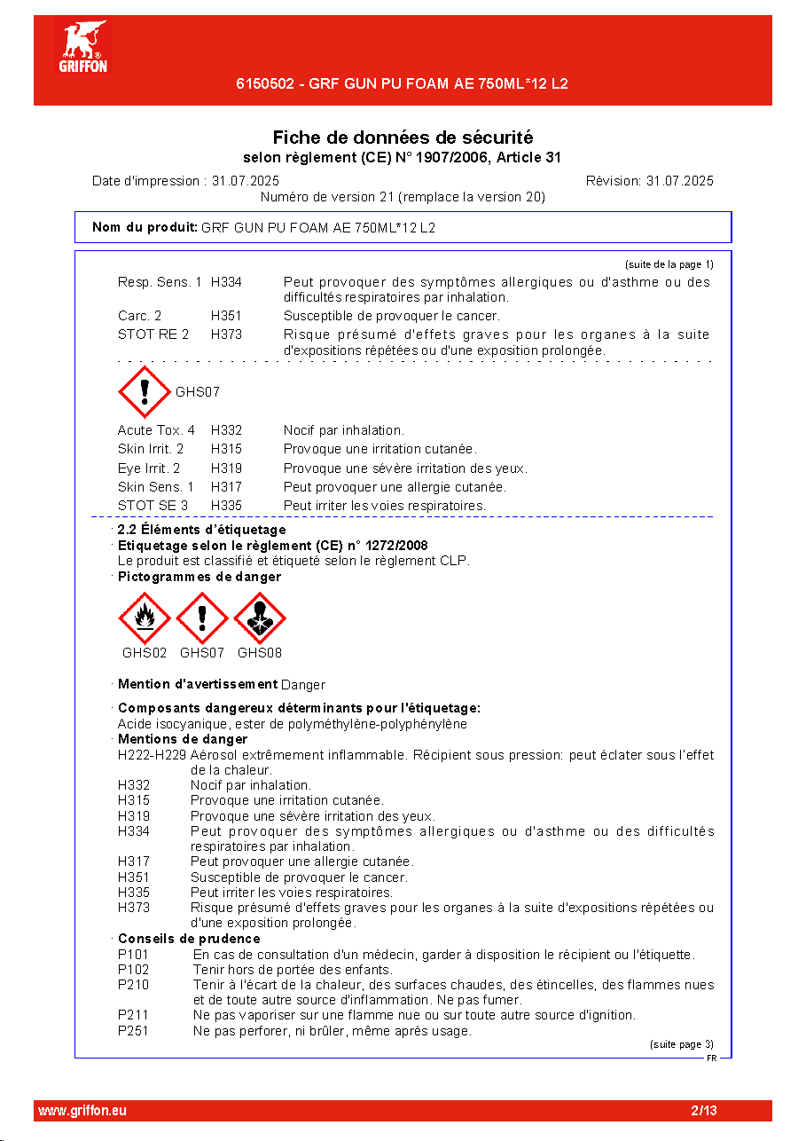 Fiche technique fournisseur