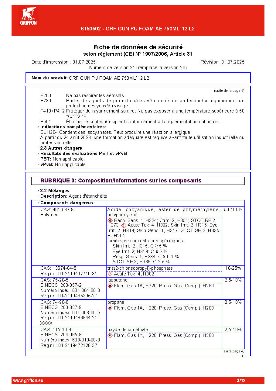 Fiche technique fournisseur