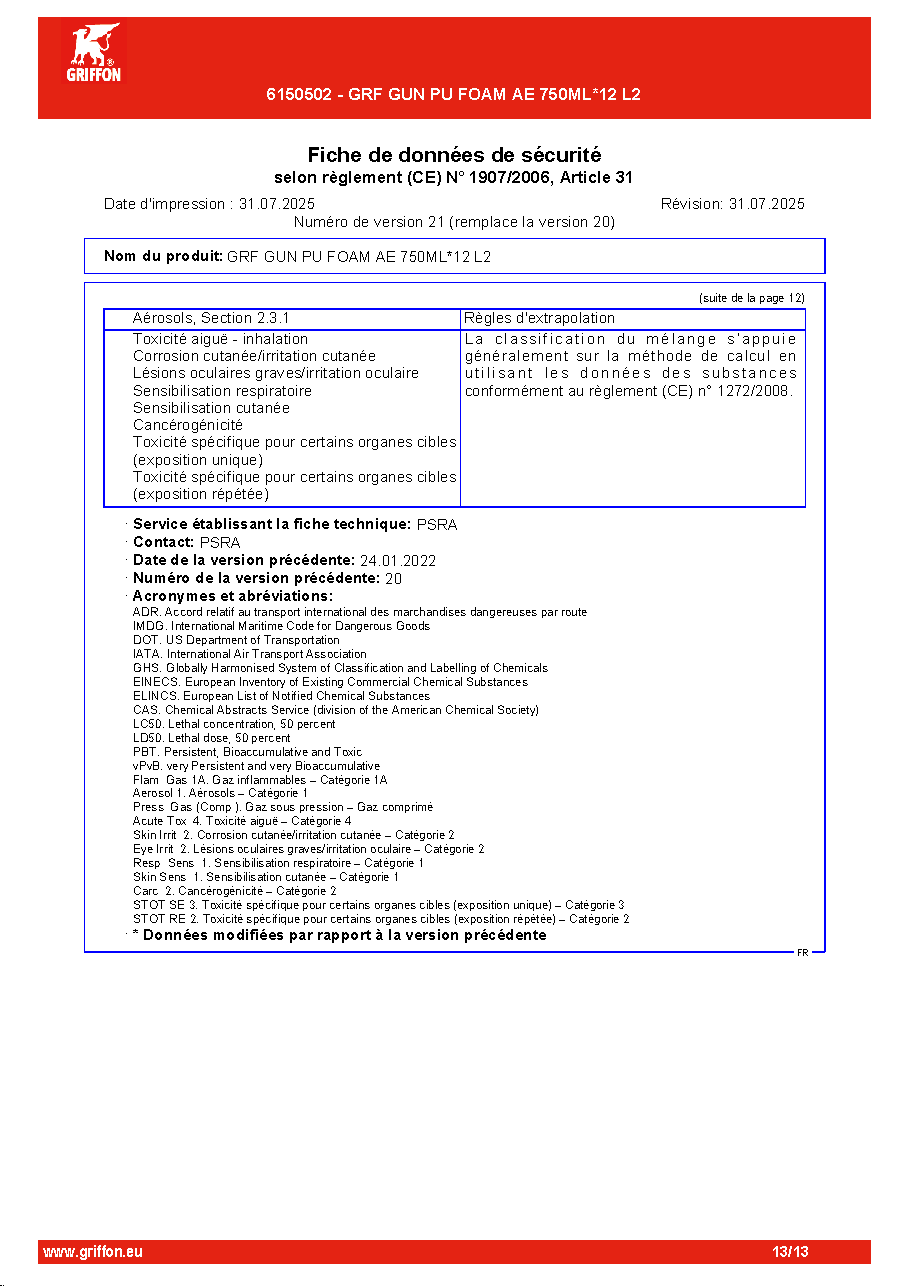 Fiche technique fournisseur