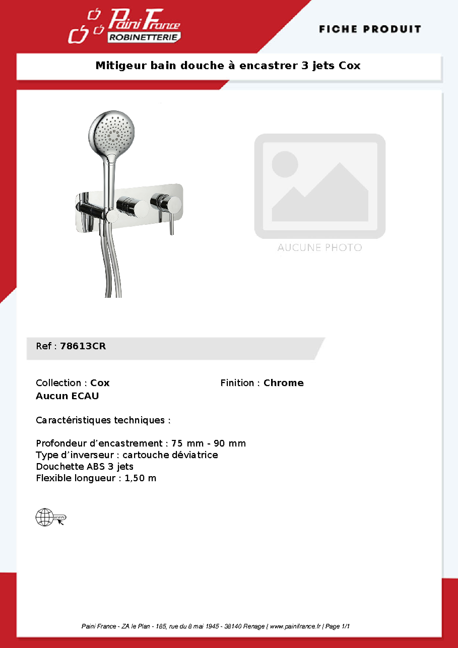 Fiche technique fournisseur