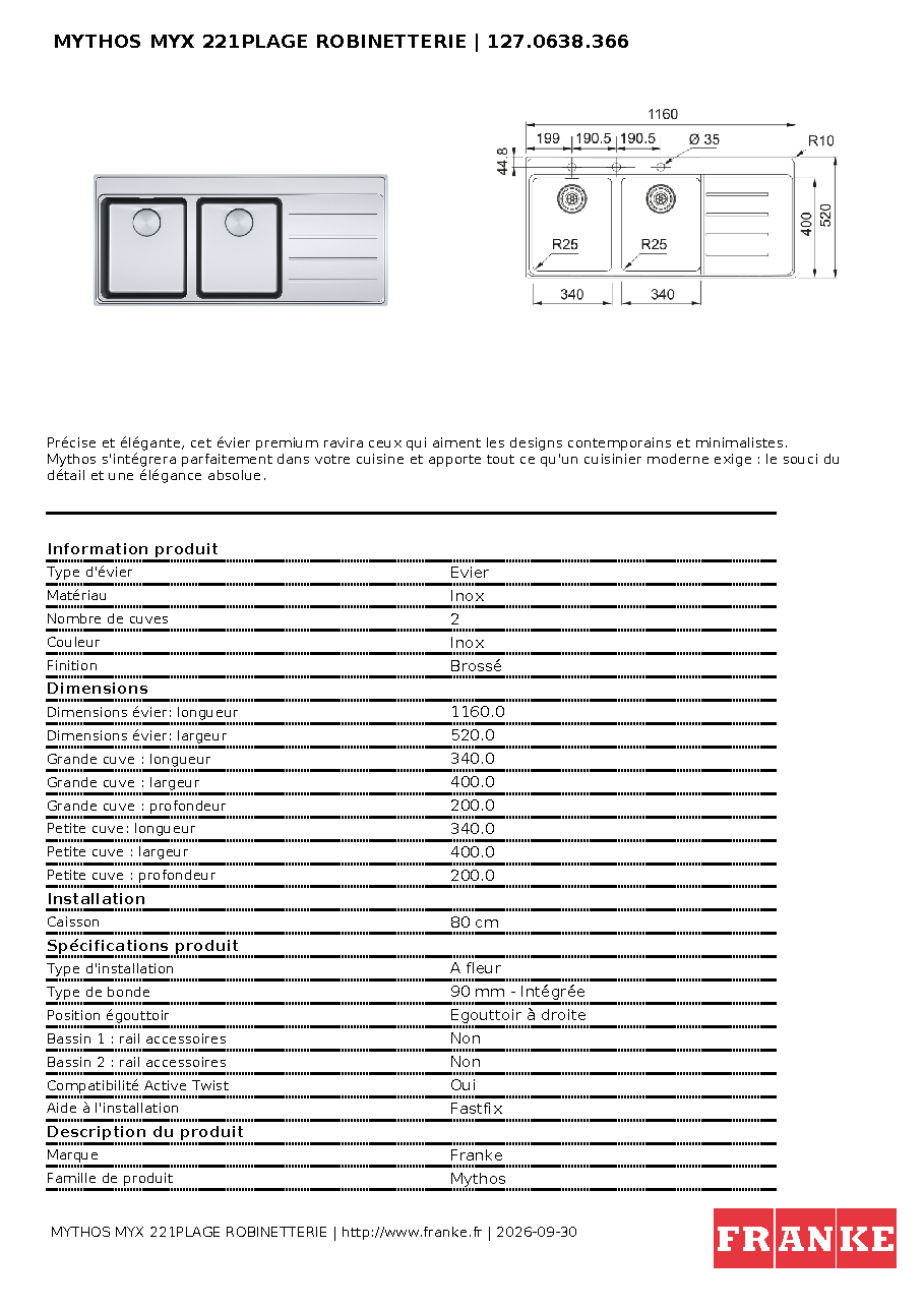 Fiche technique fournisseur