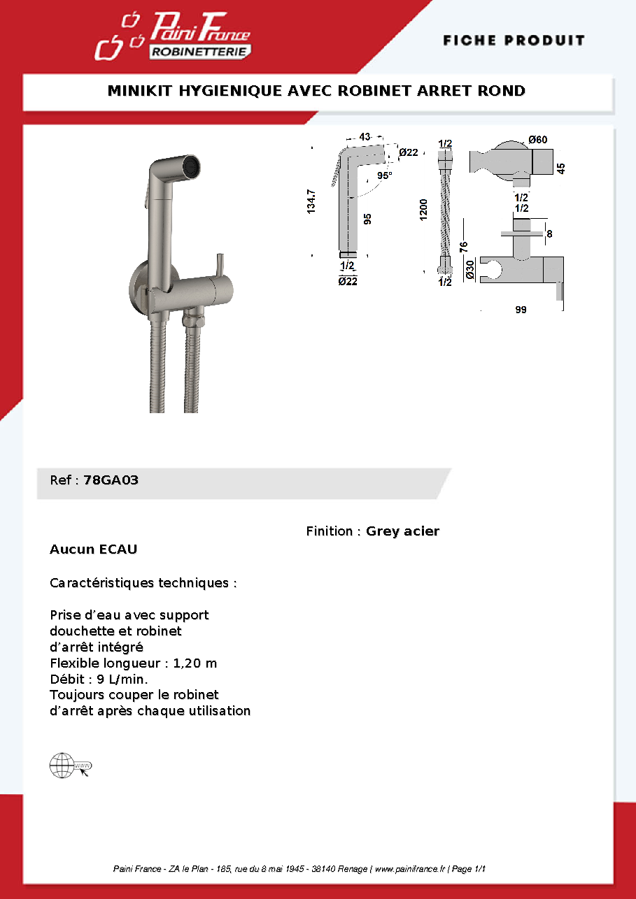 Fiche technique fournisseur