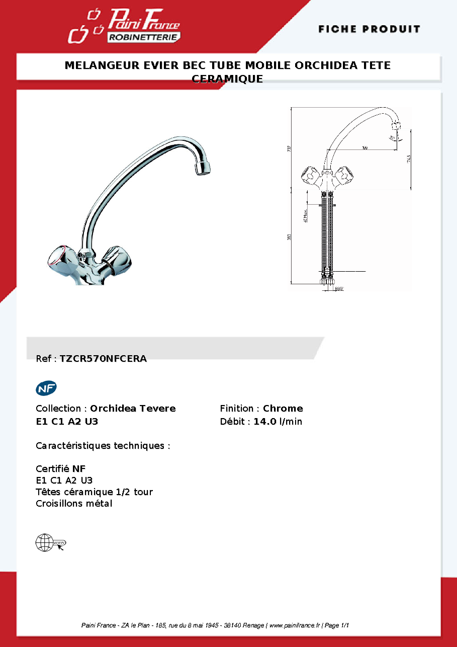 Fiche technique fournisseur