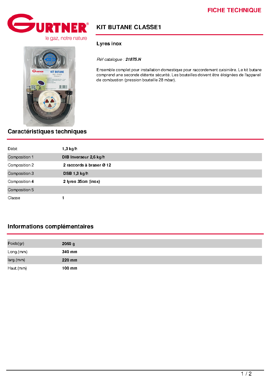 Fiche technique fournisseur