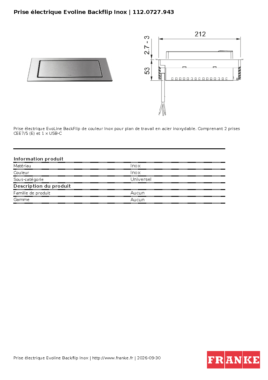 Fiche technique fournisseur