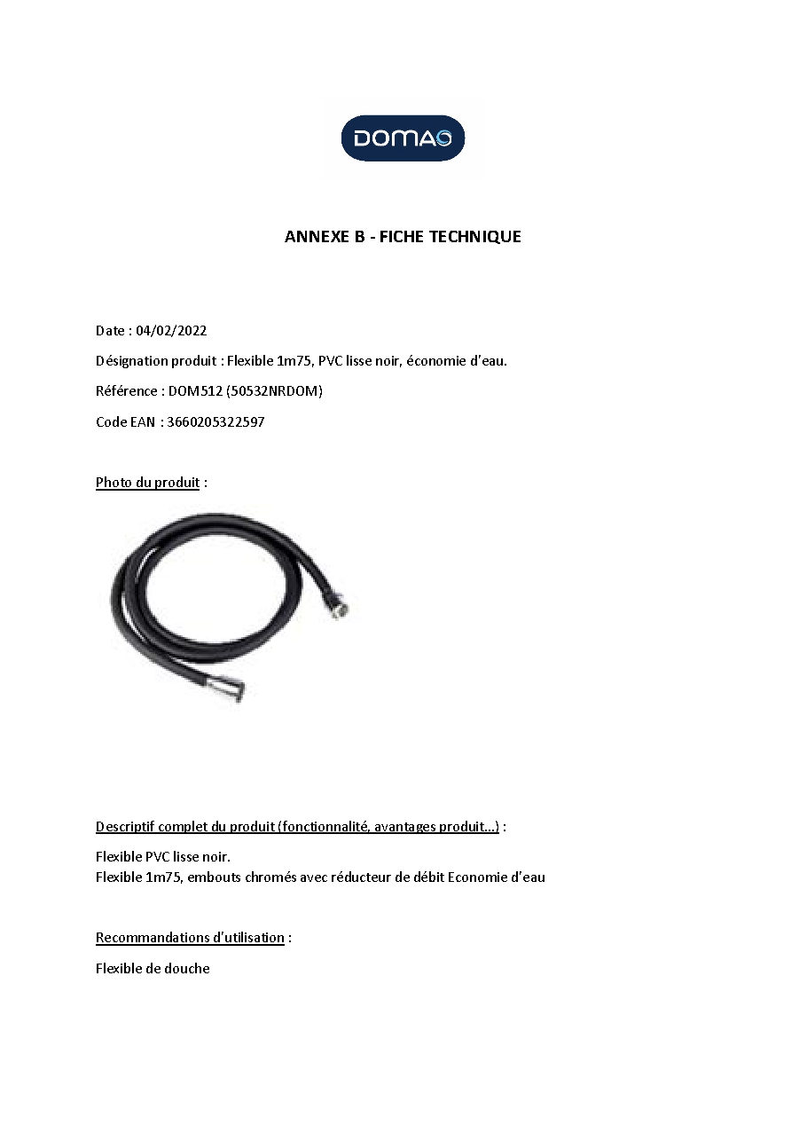 Fiche technique fournisseur