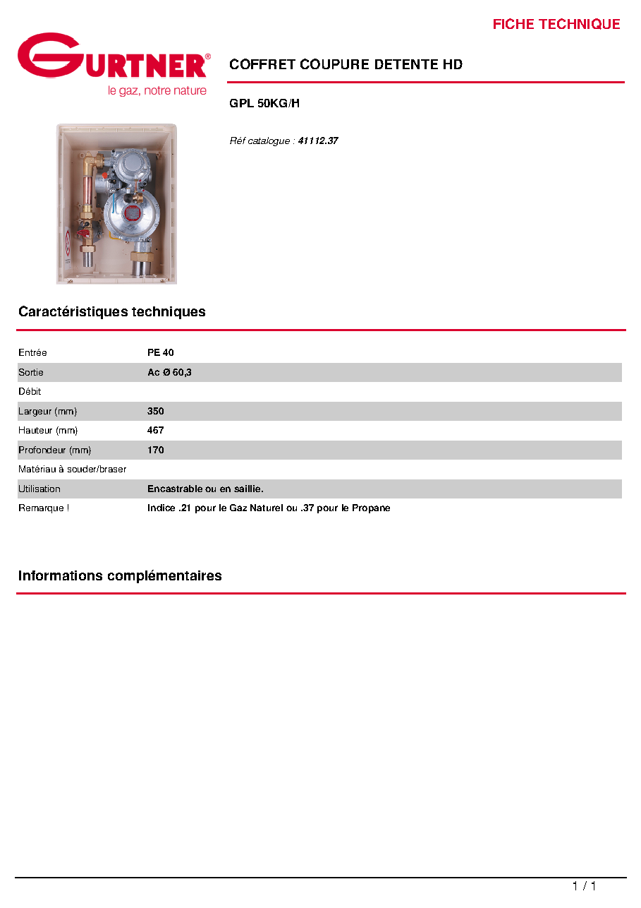 Fiche technique fournisseur