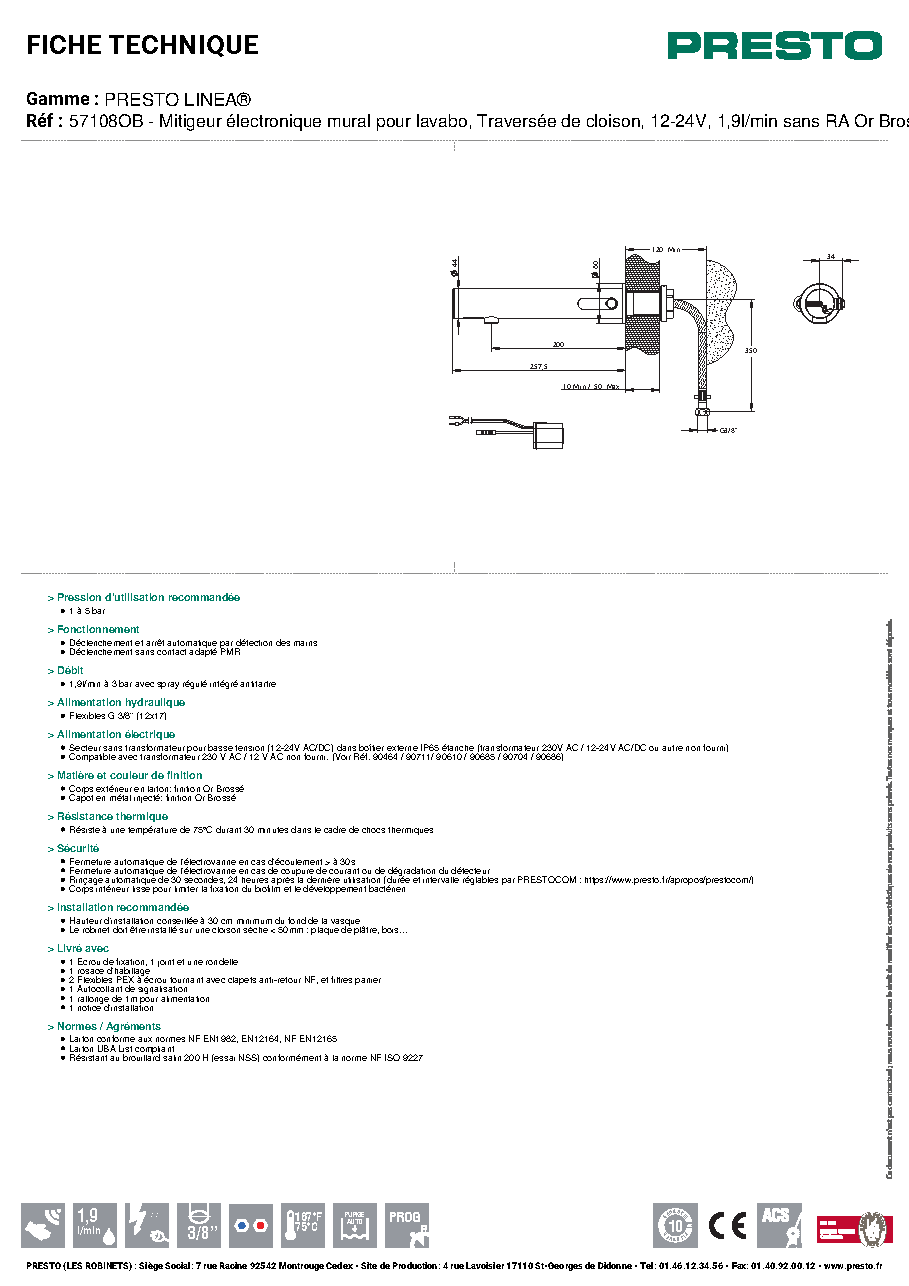 Fiche technique fournisseur