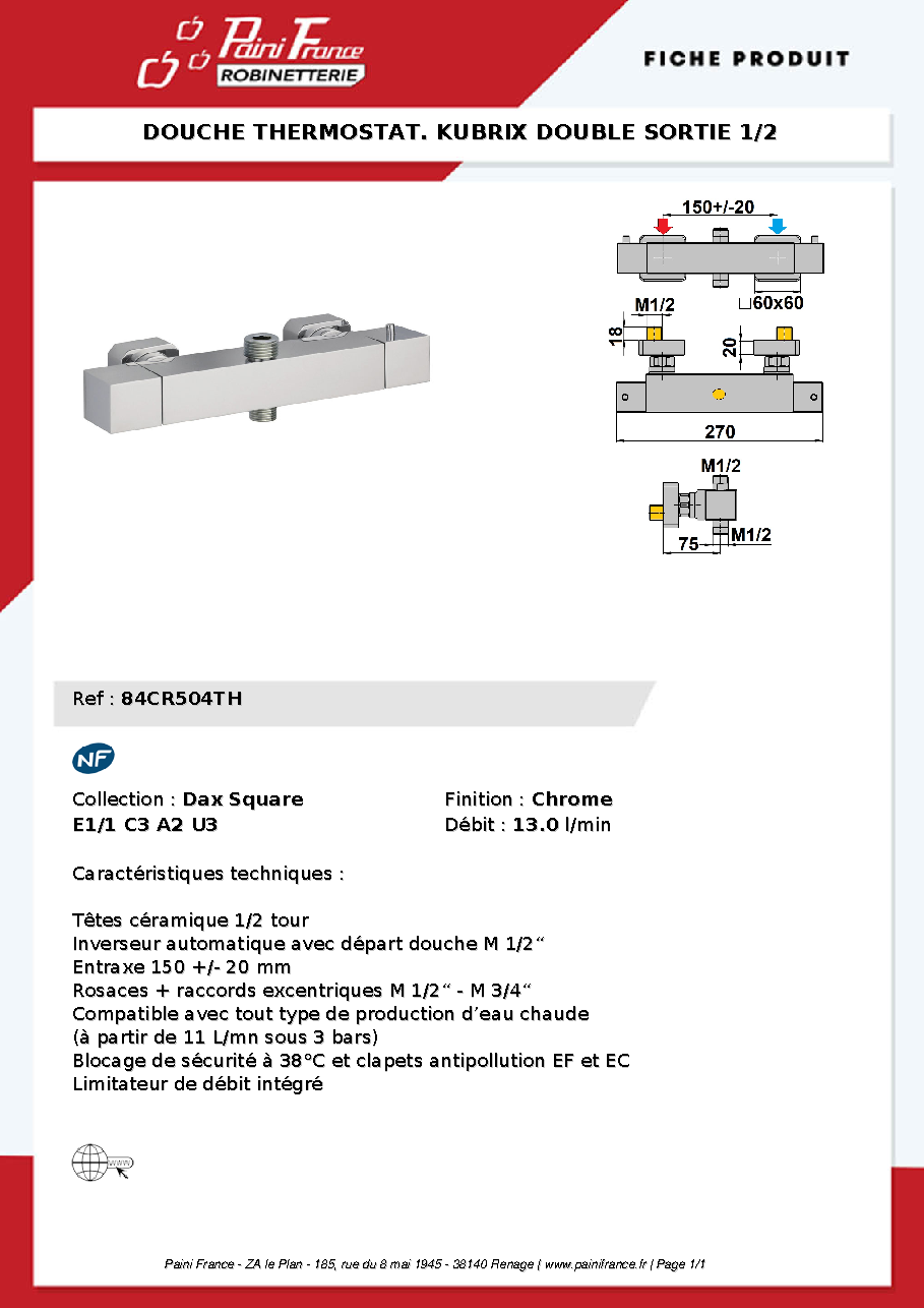 Fiche technique fournisseur