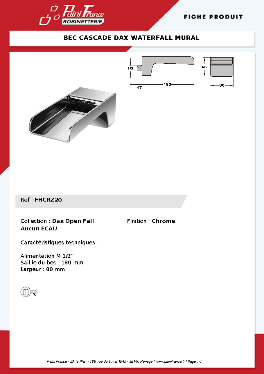 Fiche technique fournisseur