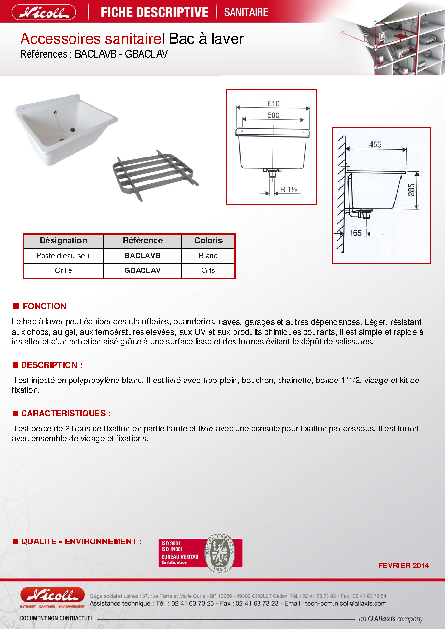 Fiche technique fournisseur