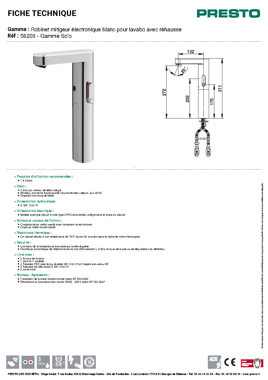 Fiche technique fournisseur