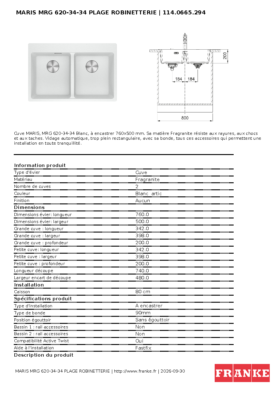 Fiche technique fournisseur
