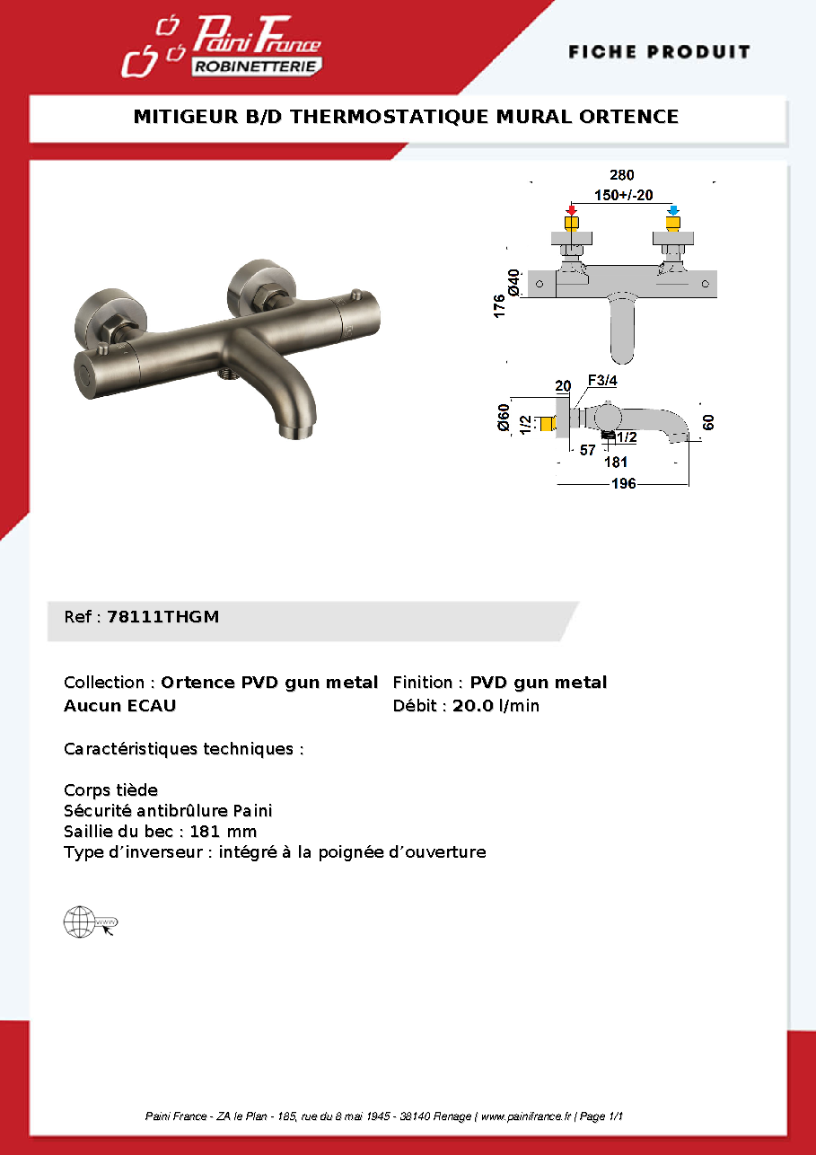 Fiche technique fournisseur