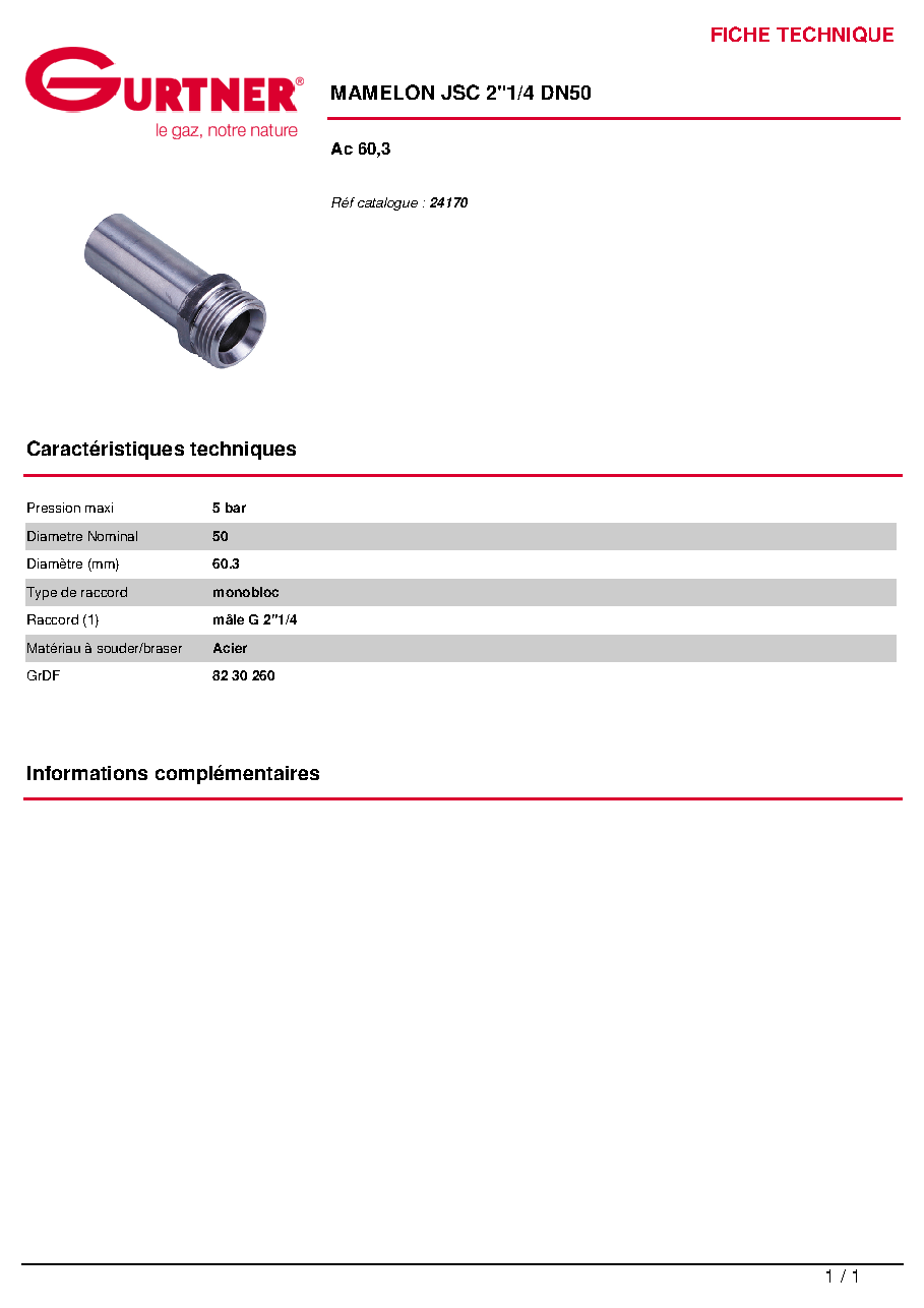 Fiche technique fournisseur