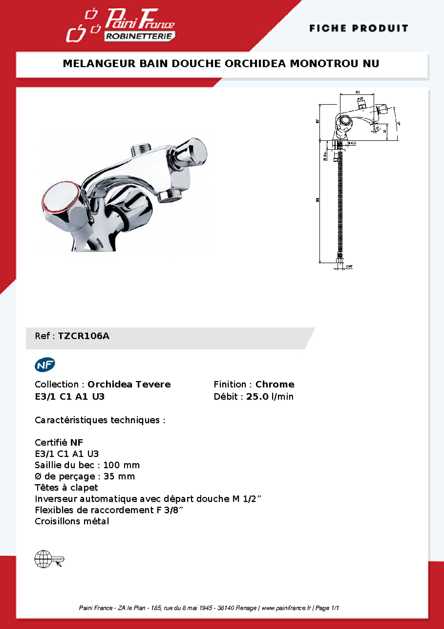 Fiche technique fournisseur