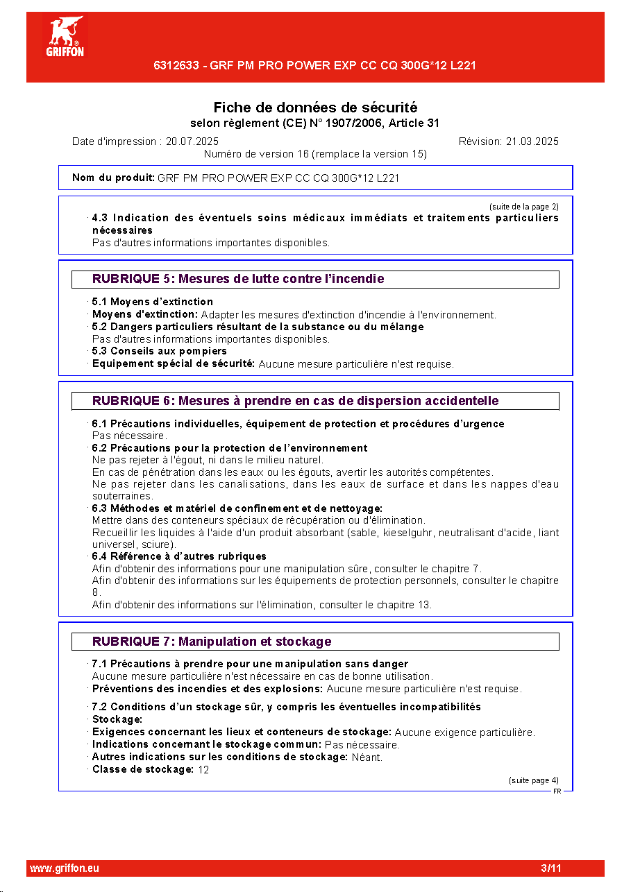 Fiche technique fournisseur