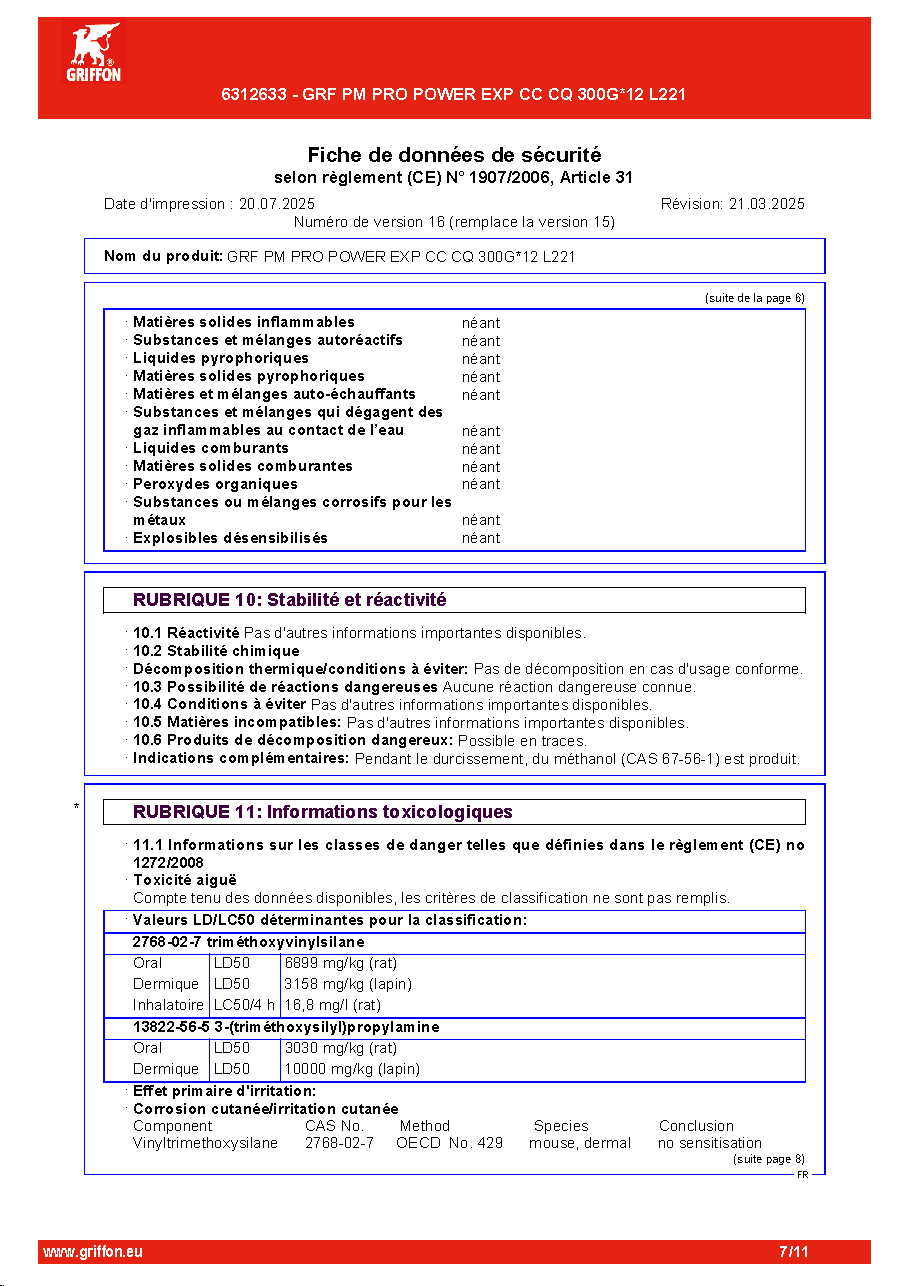 Fiche technique fournisseur