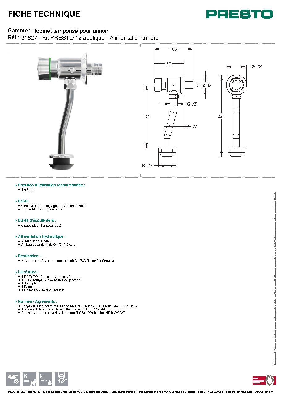 Fiche technique fournisseur